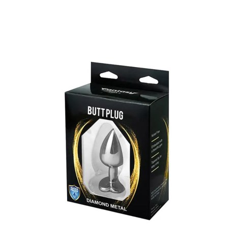 Silver medium heart-shaped butt plug with white crystal Fantasy