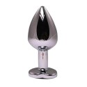 Silver small heart-shaped butt plug with black crystal Fantasy