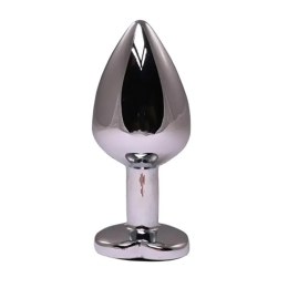 Silver small heart-shaped butt plug with black crystal Fantasy