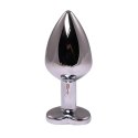 Silver small heart-shaped butt plug with pink crystal Fantasy