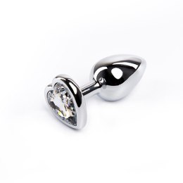 Silver small heart-shaped butt plug with white crystal Fantasy
