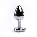 Silver small heart-shaped butt plug with white crystal Fantasy