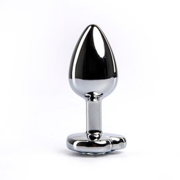 Silver small heart-shaped butt plug with white crystal Fantasy