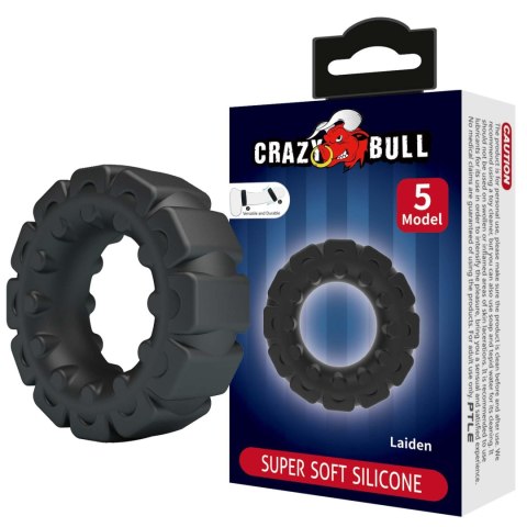 Crazy Bull Laiden Super Soft Silicone Cock Ring - Black Crazy Bull
