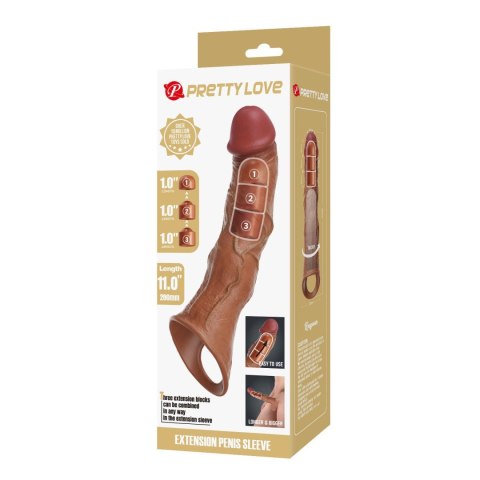 Pretty Love Extension Penis Sleeve with Modular Length Blocks Brown - 28 cm Pretty Love