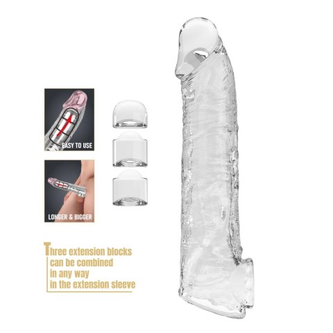 Pretty Love Extension Penis Sleeve with Modular Length Blocks - Clear - 26 cm Pretty Love