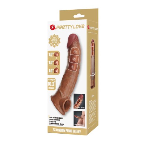 Pretty Love Extension Penis Sleeve with Modular Length Blocks - Dark Brown - 26 cm Pretty Love