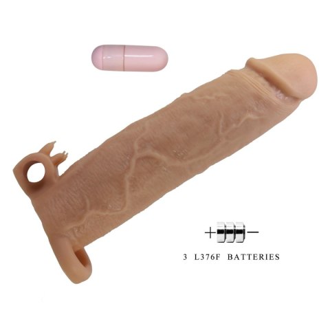 Pretty Love Xerxes - Penis Sleeve with Vibrating Ring, Flesh Color, 22 cm Pretty Love