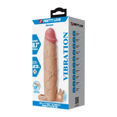 Pretty Love Xerxes - Penis Sleeve with Vibrating Ring, Flesh Color, 22 cm Pretty Love