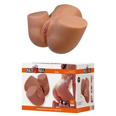 Crazy Bull Briony Realistic Vagina & Anal Masturbator with Vibrations - Brown Crazy Bull