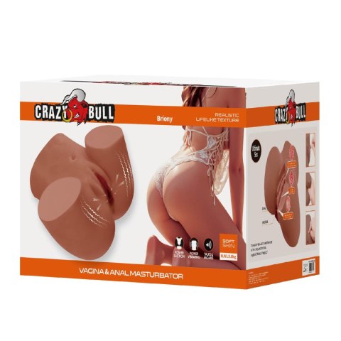 Crazy Bull Briony Realistic Vagina & Anal Masturbator with Vibrations - Brown Crazy Bull
