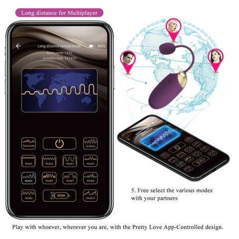 PRETTY LOVE - Klay, 10 vibration functions 10 thrusting settings Mobile APP remote control Pretty Love