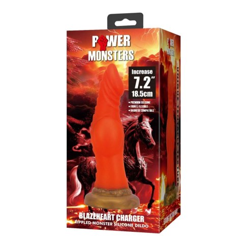Power Monsters Blazeheart Charger - 18.5 cm Rippled Monster Silicone Dildo Power