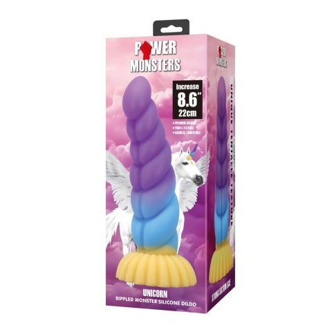 Power Monsters Unicorn - 22 cm Rippled Monster Silicone Dildo Power