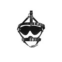 Blindfolded Head Harness with Solid Ball Gag - Black Ouch!