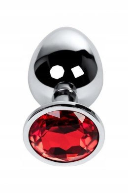 Silver anal plug TOYFA Metal with red round-shaped gem, Metal by TOYFA