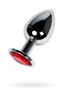 Silver anal plug TOYFA Metal with red round-shaped gem, Metal by TOYFA