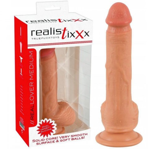 Realistyczny elastyczny penis dildo z jądrami 21cm Realistixxx