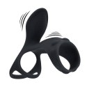 Vibrating Silicone Cock and Ball Ring with Shaft Loop - Black Levelz
