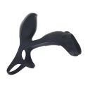 Vibrating Silicone Cock and Ball Ring with Shaft Loop - Black Levelz