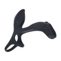 Vibrating Silicone Cock and Ball Ring with Shaft Loop - Black Levelz