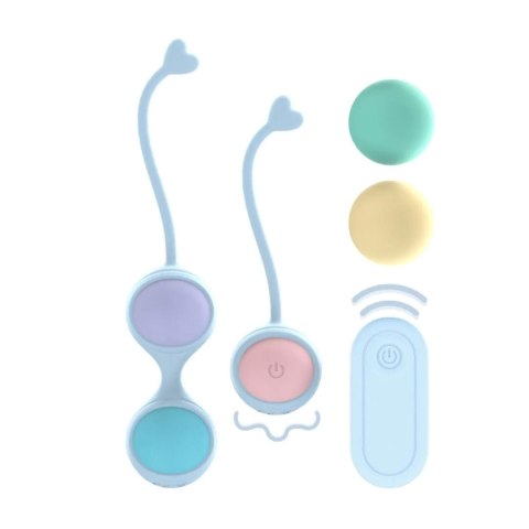 Vibrating and 5 Weight Interchangeable Kegel Kit with Remote Control - Purple Loveline