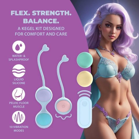 Vibrating and 5 Weight Interchangeable Kegel Kit with Remote Control - Purple Loveline