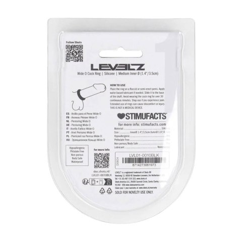 Wide O Silicone Cockring - M - 35mm - Black Levelz