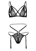2PC Peek-a-Boo Bra and Panty Black Daring Intimates