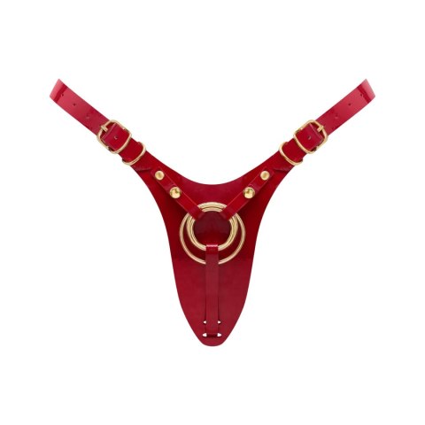 LEATHERETTE HARNESS FABULOUS - ONE SIZE - RED GLOSSY Strap-on-me