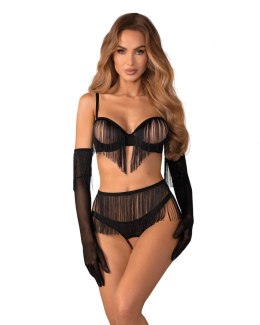 Obsessive Rossay Black komplet otwarty czteroczęściowy L XL Obsessive