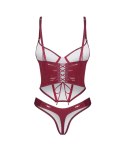 Błyszczący lakierowany gorset z stringami Obsessive Redya L/XL Obsessive