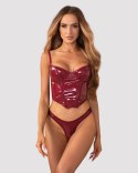 Błyszczący lakierowany gorset z stringami Obsessive Redya L/XL Obsessive