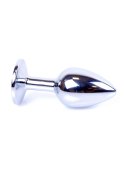 Korek analny srebrny z kryształem ze stali nierdzewnej HeavyFun 7 cm B - Series HeavyFun