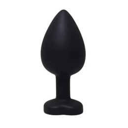 Silikonowy korek analny Fantasy czarny z sercem i diamentem 8 cm Fantasy