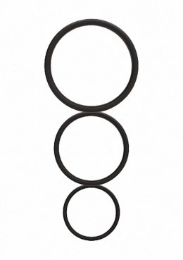 Flat Cock Ring Set - Black ShotsToys