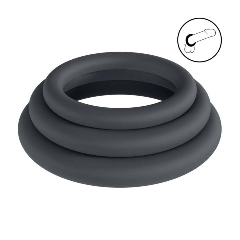 Classic Silicone Cockring Set of 3 - XS/S/M - Black Levelz by Shots