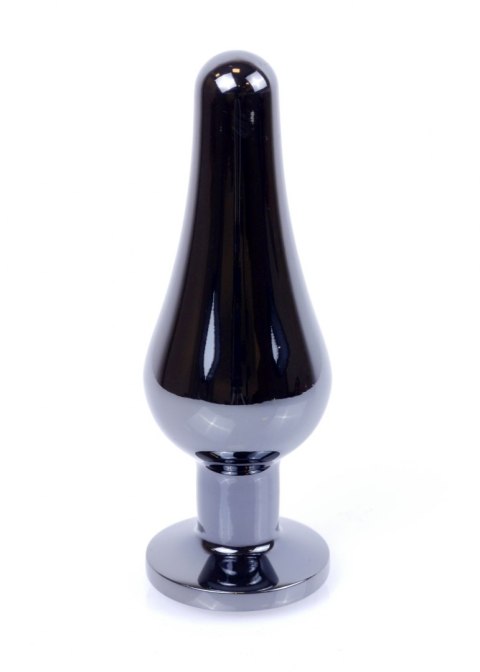 Długi stalowy korek plug analny z kryształem 2,7cm czarny Boss Series HeavyFun