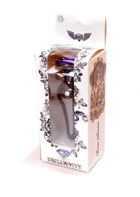 Długi stalowy korek plug analny z kryształem 2,7cm fioletowy Boss Series HeavyFun