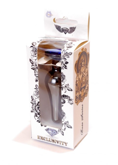 Długi stalowy korek plug analny z kryształem 2,7cm niebieski Boss Series HeavyFun