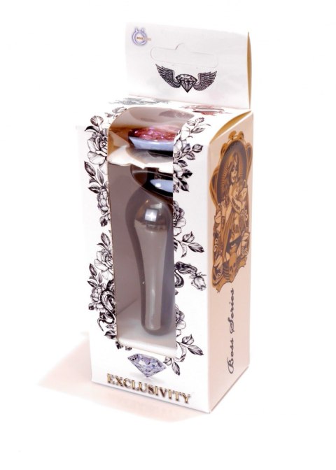 Długi stalowy korek plug analny z kryształem 2,7cm różowy Boss Series HeavyFun