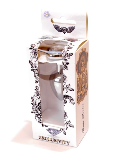 Metalowy plug analny korek stalowy kryształ serce 7cm biały Boss Series HeavyFun