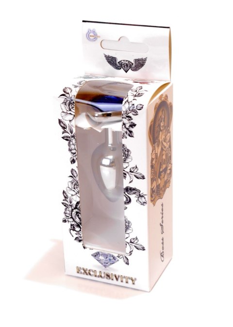 Metalowy plug analny korek stalowy kryształ serce 7cm niebieski Boss Series HeavyFun