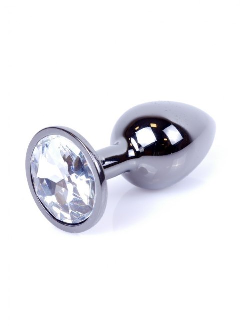 Plug korek analny stalowy z kryształem 2,7cm biały Boss Series HeavyFun