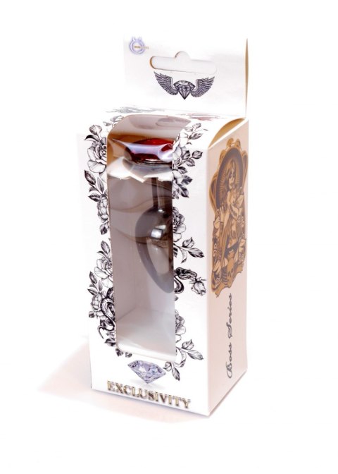 Plug korek analny stalowy z kryształem 2,7cm czerwony Boss Series HeavyFun