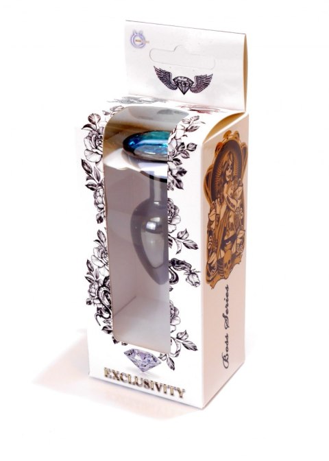 Plug korek analny stalowy z kryształem 2,7cm niebieski Boss Series HeavyFun
