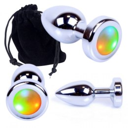 Plug stalowy korek analny światło LED ozdobny 7cm Boss Series HeavyFun