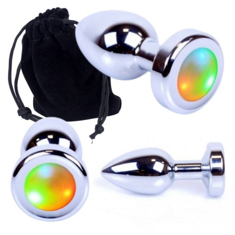 Plug stalowy korek analny światło LED ozdobny 7cm Boss Series HeavyFun