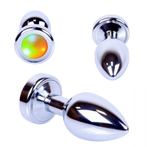 Plug stalowy korek analny światło LED ozdobny 7cm Boss Series HeavyFun