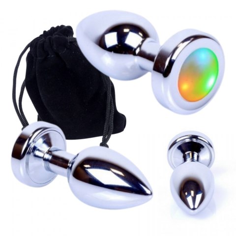 Plug stalowy korek analny światło LED ozdobny 7cm Boss Series HeavyFun